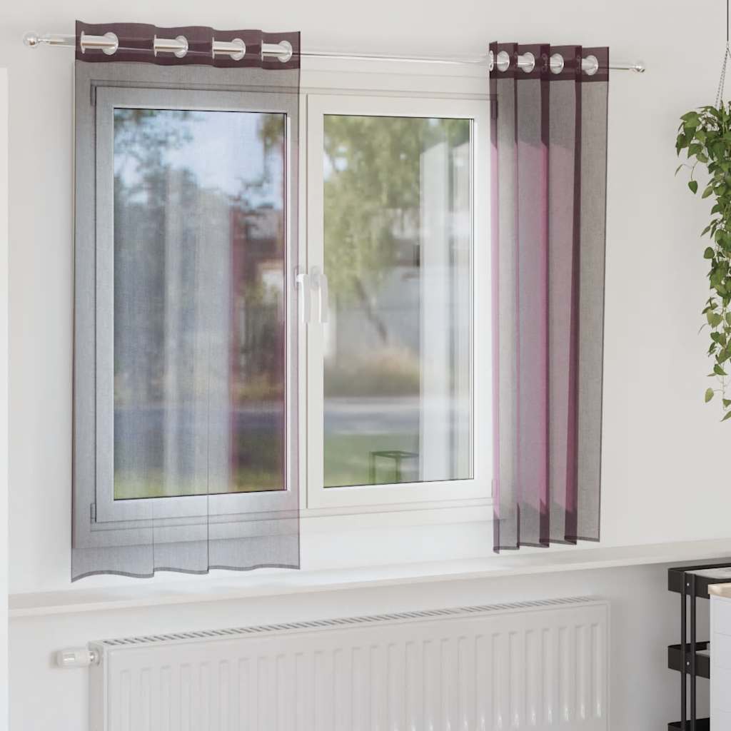 Vidaxl gordijnen voile met doorvoertules 2 st paars 140x140 cm