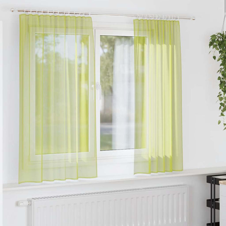 Vidaxl gordijnen voile met roedezakken 2 st appelgroen