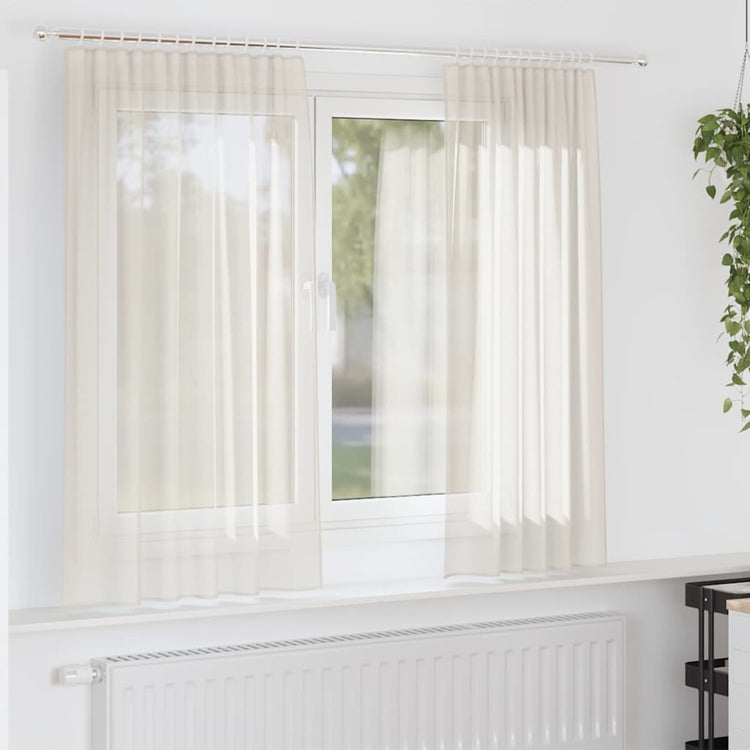 Vidaxl gordijnen voile met roedezakken 2 st crèmekleurig