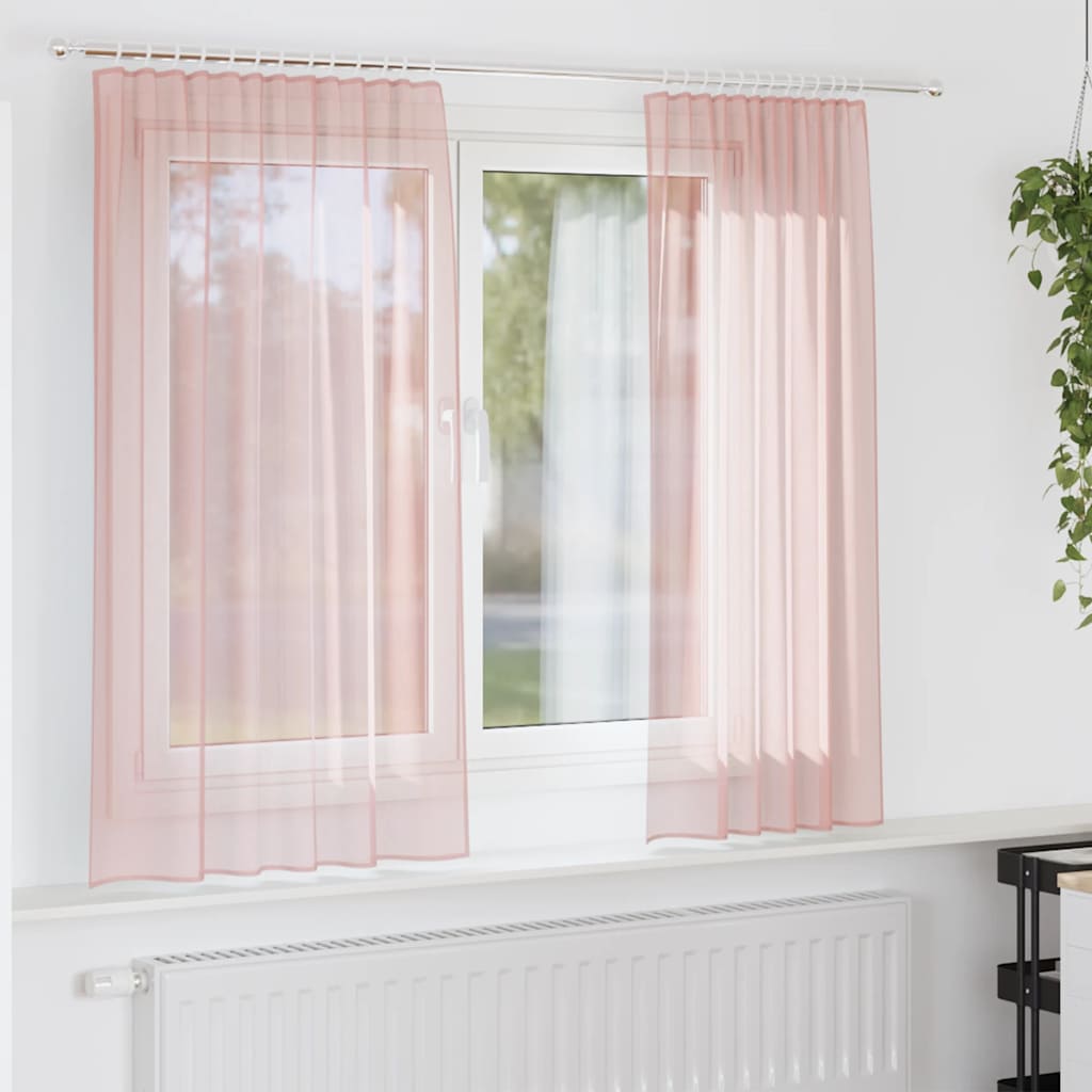 Vidaxl gordijnen voile met roedezakken 2 st roze