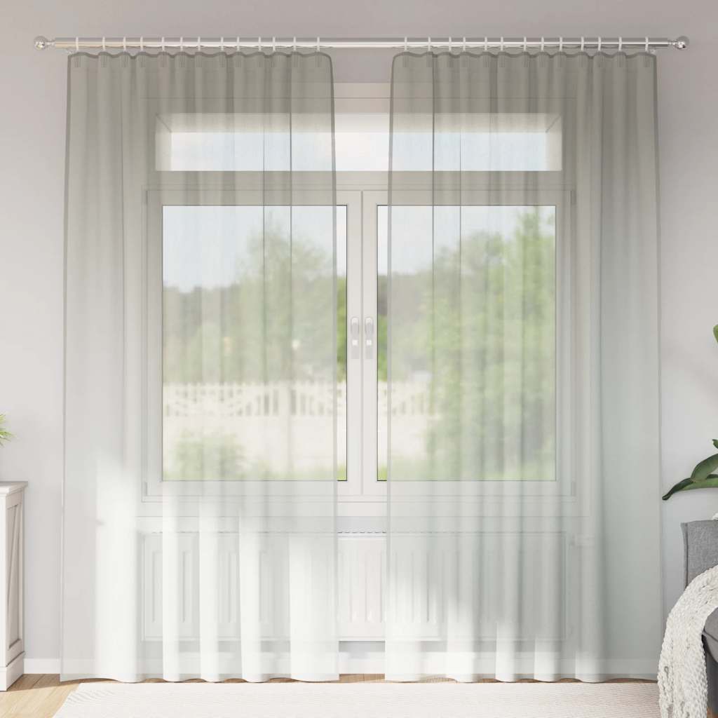 Vidaxl gordijnen voile met roedezakken 2 st lichtgrijs