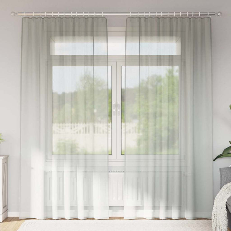 Vidaxl gordijnen voile met roedezakken 2 st lichtgrijs