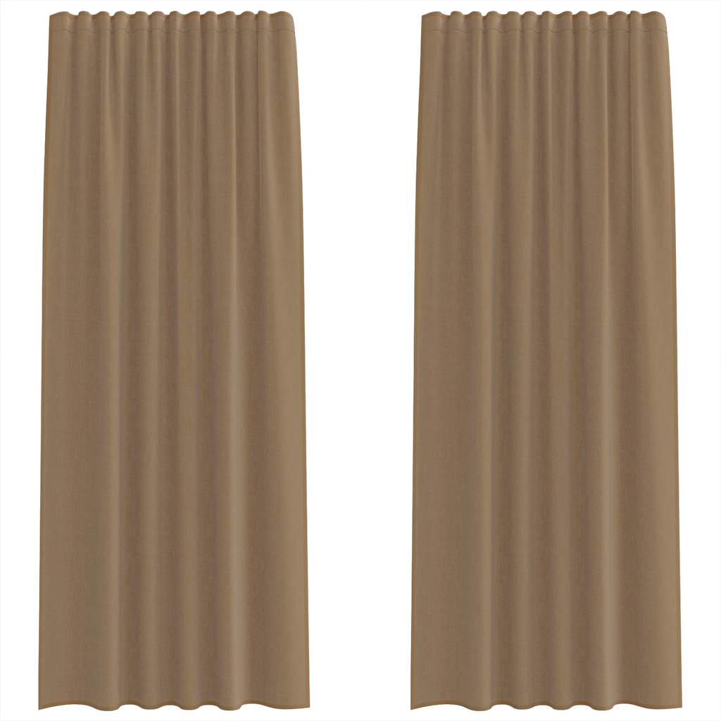 Vidaxl gordijnen voile met roedezakken 2 st lichtbruin