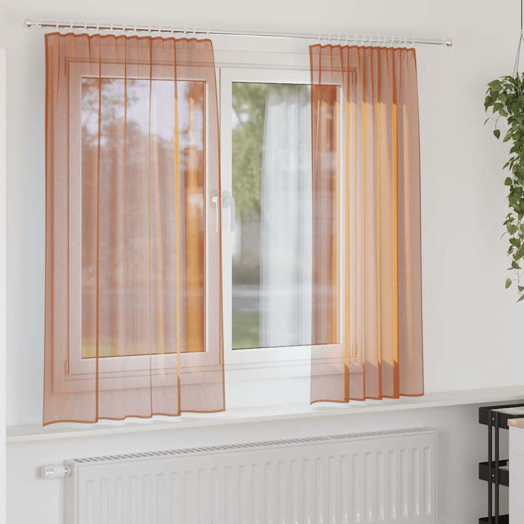 Vidaxl voile gordijnen met roedezakken 2 st terracotta
