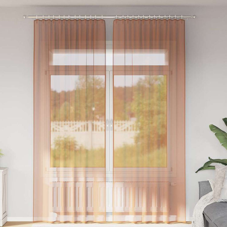 Vidaxl voile gordijnen met roedezakken 2 st terracotta
