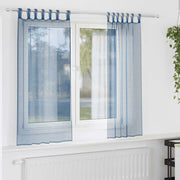 Vidaxl gordijnen voile met lussen 2 st 140x140 cm koningsblauw - afbeelding 1