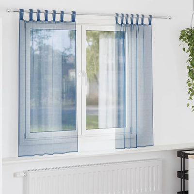 Vidaxl gordijnen voile met lussen 2 st 140x175 cm koningsblauw