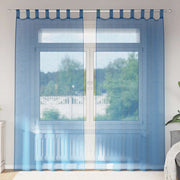 Vidaxl gordijnen voile met lussen 2 st 140x245 cm koningsblauw - afbeelding 1