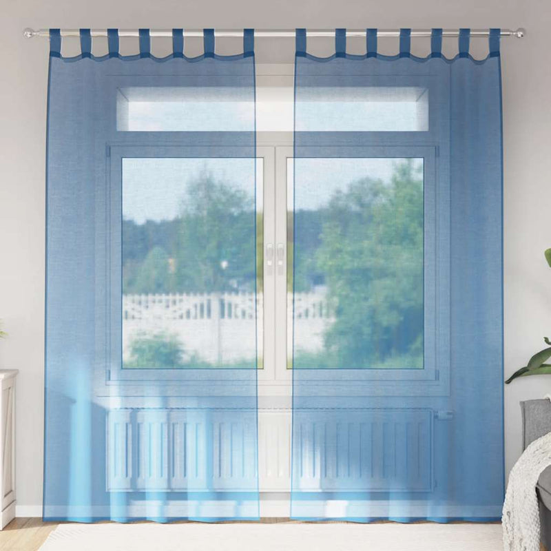 Vidaxl gordijnen voile met lussen 2 st 140x245 cm koningsblauw