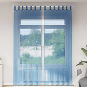 Vidaxl gordijnen voile met lussen 2 st 140x260 cm koningsblauw - afbeelding 1