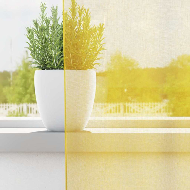 Vidaxl gordijnen voile met lussen 2 st 140x140 cm geel