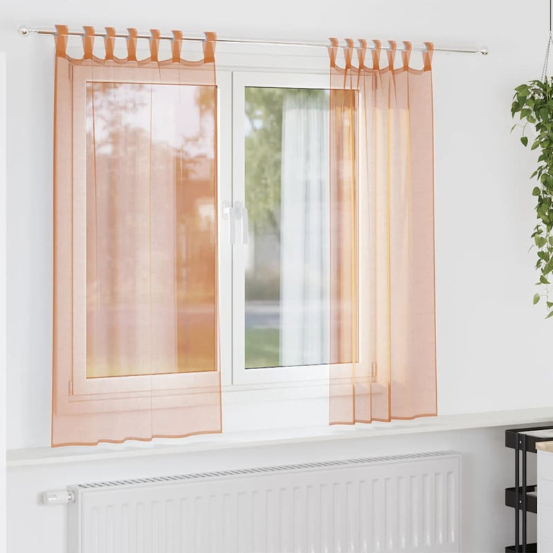 Vidaxl voile gordijnen met lussen 2 st terracotta 140x140 cm