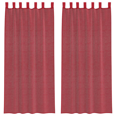 Vidaxl gordijnen voile met lussen 2 st 140x225 cm wijnrood