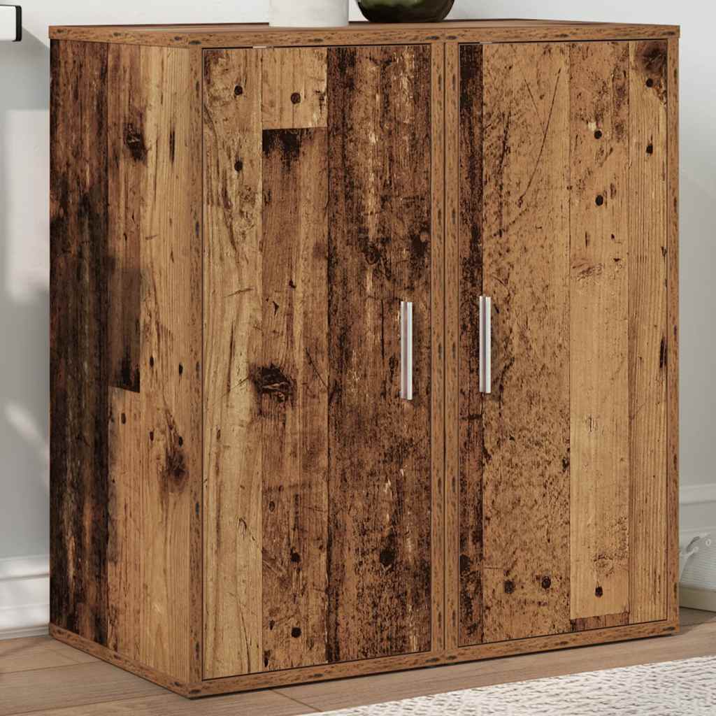 Vidaxl schoenenkasten 2 st 32x35x70 cm bewerkt hout oud houtkleurig