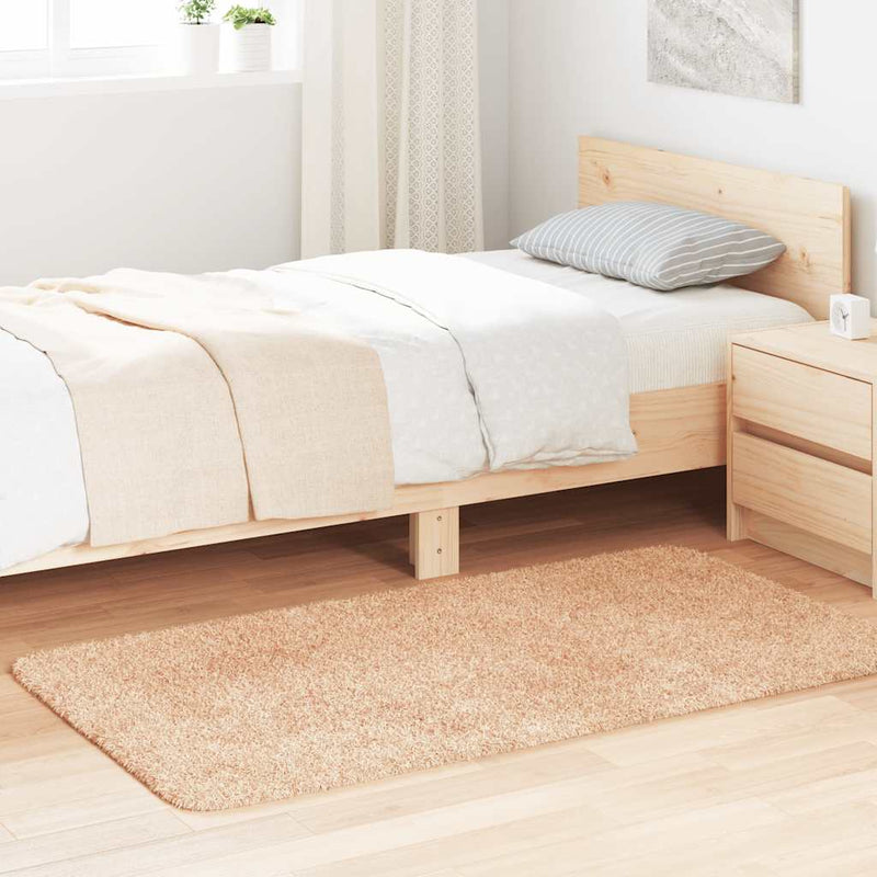 Vidaxl hoogpolig vloerkleed navarra 80x150 cm polyester beige