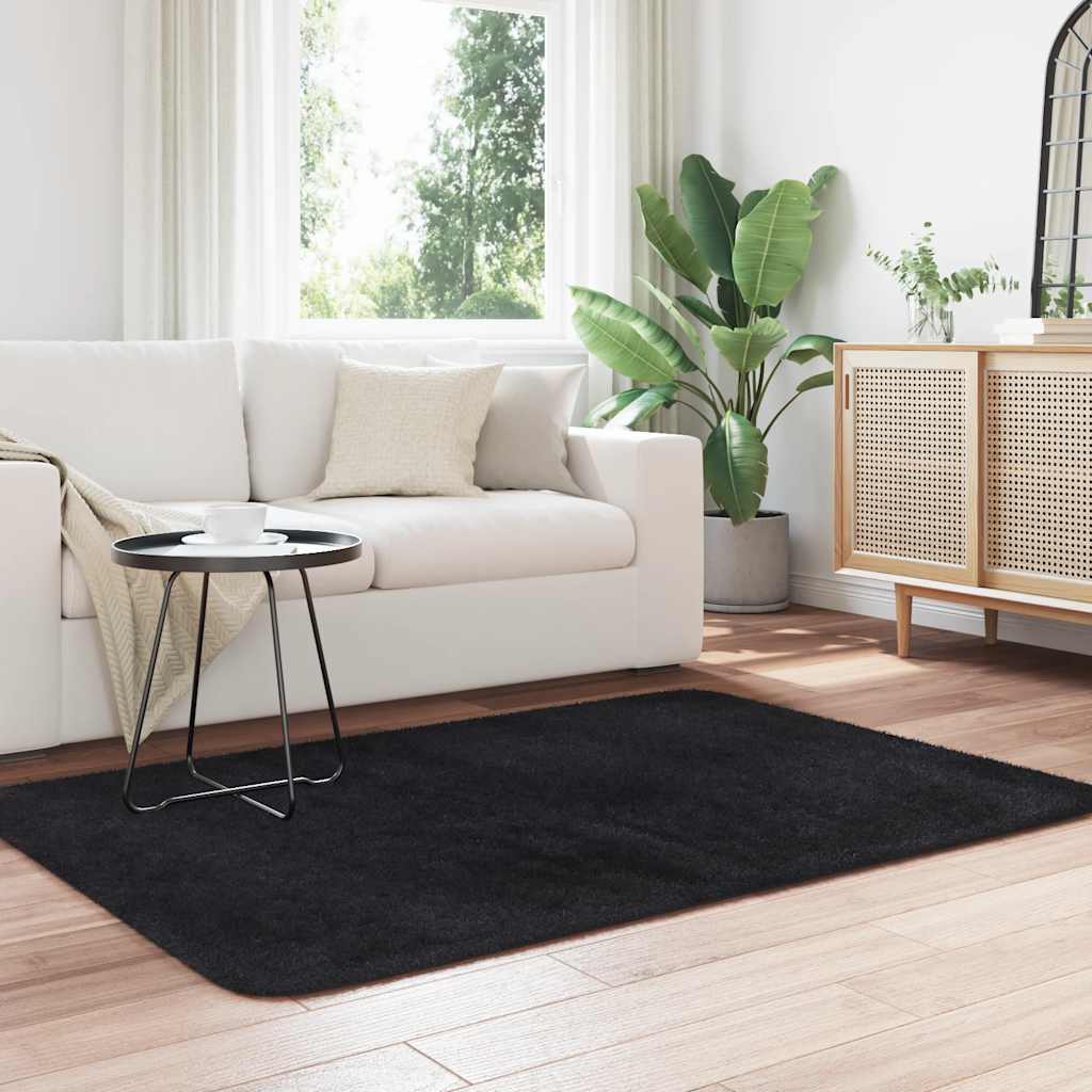 Vidaxl hoogpolig vloerkleed navarra 120x170 cm polyester zwart