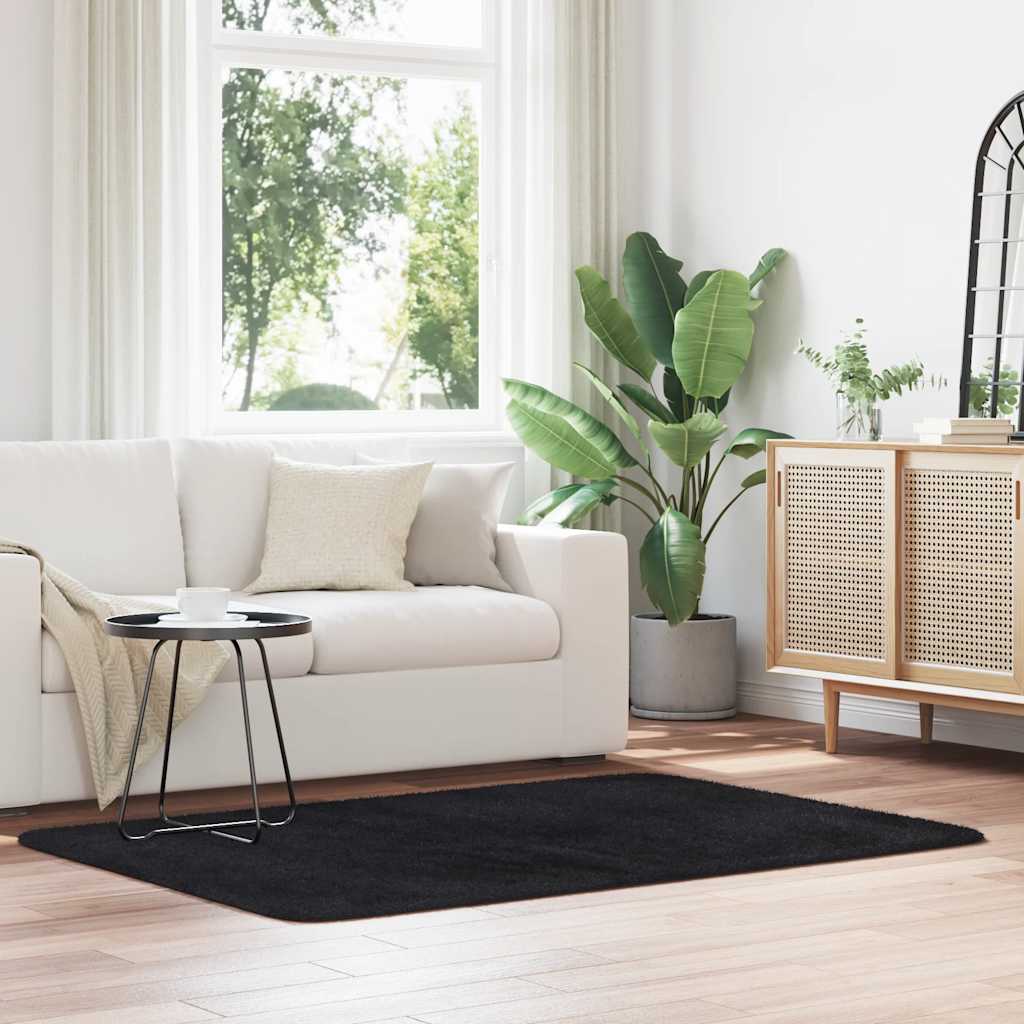 Vidaxl hoogpolig vloerkleed navarra 120x170 cm polyester zwart