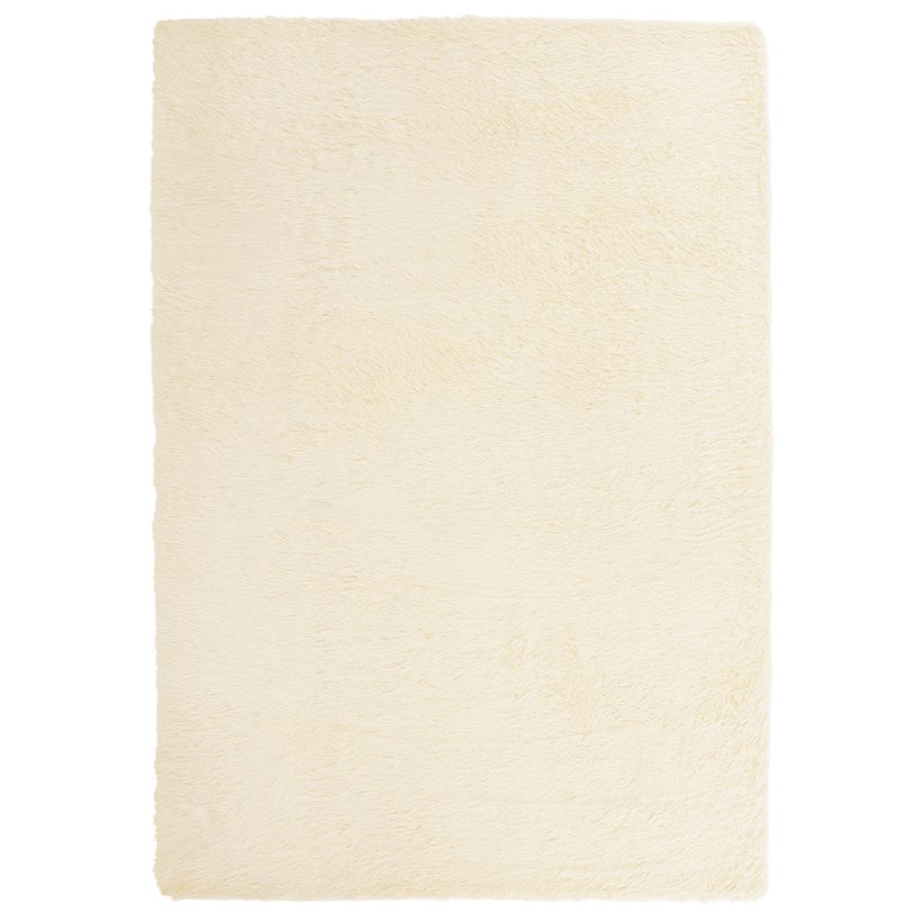 Vidaxl hoogpolig vloerkleed navarra 120x170 cm polyester crèmekleurig