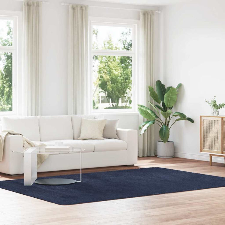 Vidaxl hoogpolig vloerkleed navarra 200x290 cm polyester marineblauw