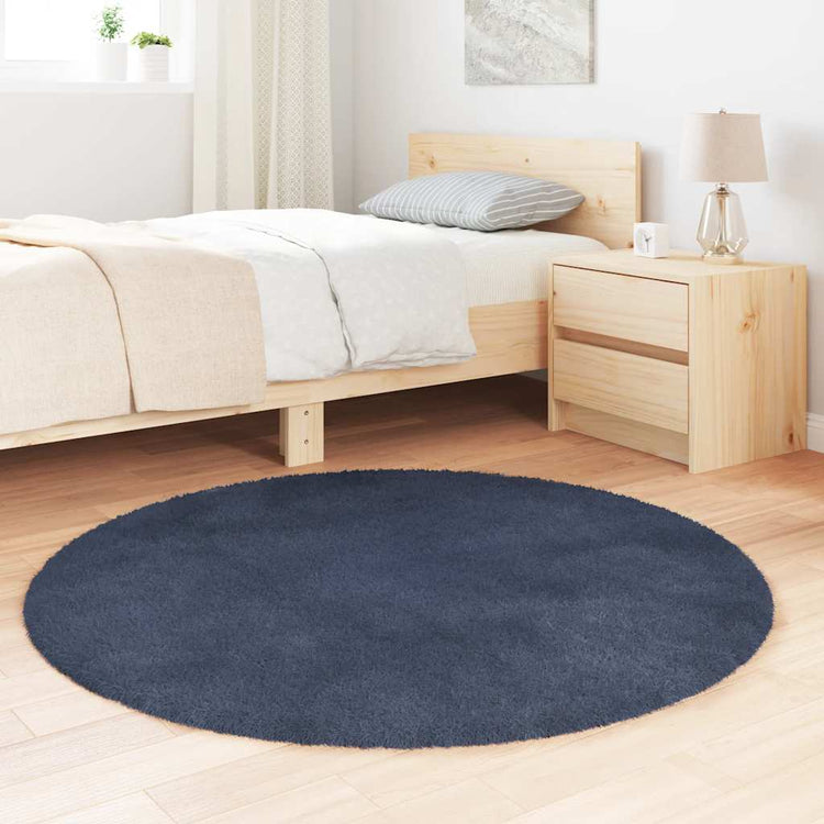 Vidaxl hoogpolig vloerkleed navarra 120x120 cm polyester marineblauw