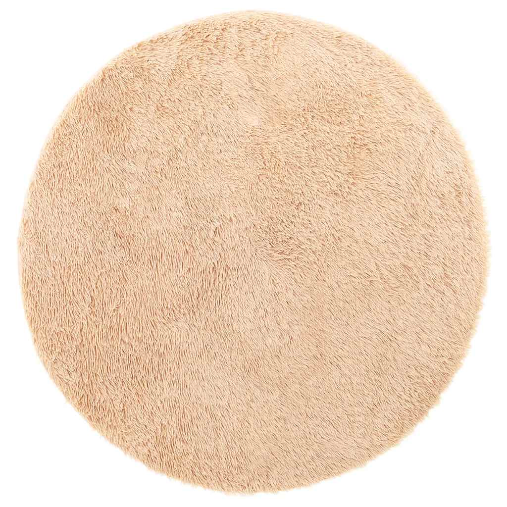 Vidaxl hoogpolig vloerkleed navarra 160x160 cm polyester beige