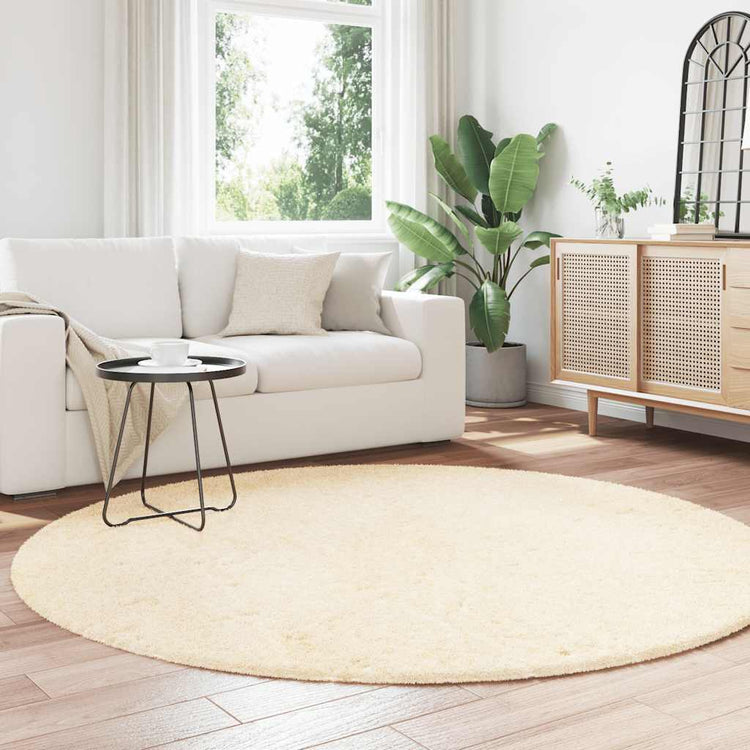 Vidaxl hoogpolig vloerkleed navarra 200x200 cm polyester crèmekleurig