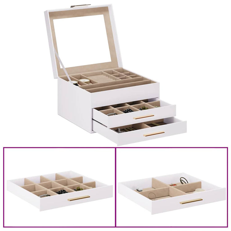 Vidaxl sieradendoosje 3-laags 23x20,5x14 cm wit