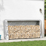 Vidaxl haardhoutrek met regenhoes 300x25x150 cm gegalvaniseerd staal - afbeelding 3