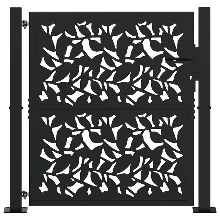 Vidaxl poort met bladontwerp 100x100 cm staal zwart