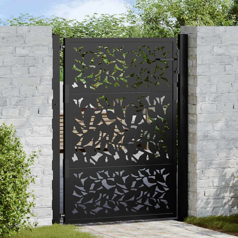 Vidaxl poort met bladontwerp 100x125 cm staal zwart