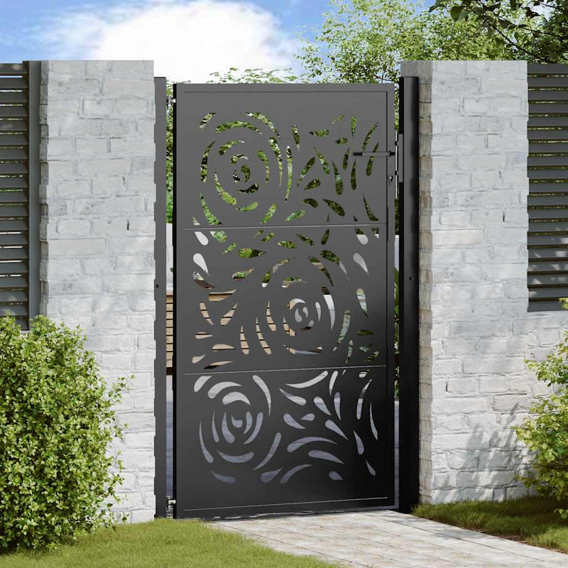 Vidaxl poort met vlamontwerp 100x150 cm staal zwart