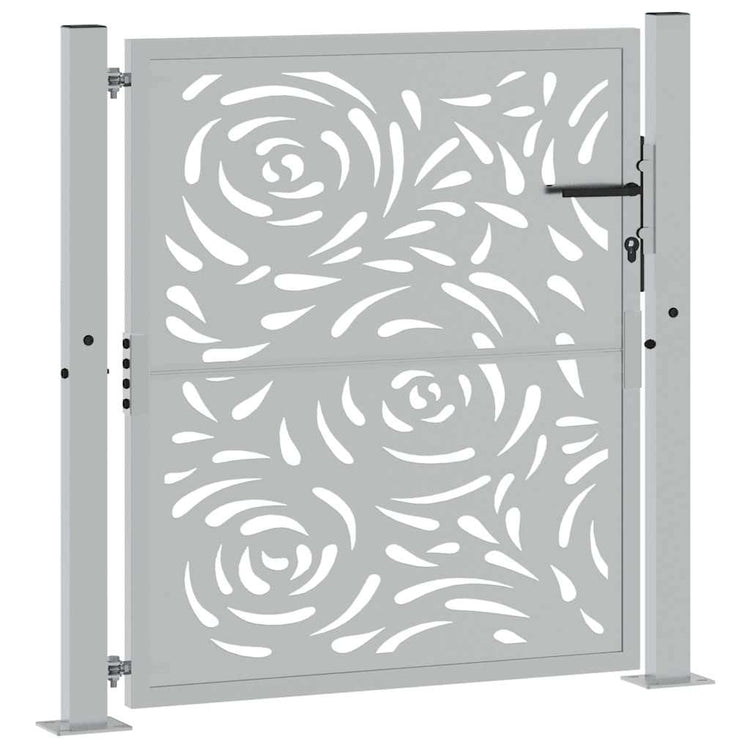 Vidaxl poort met vlamontwerp 100x100 cm weervast staal