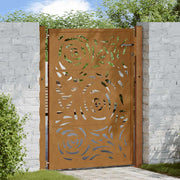 Vidaxl poort met vlamontwerp 100x150 cm weervast staal - afbeelding 1