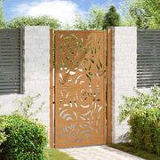 Vidaxl poort met vlamontwerp 100x200 cm weervast staal - afbeelding 1