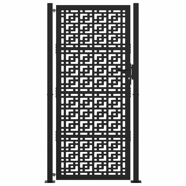 Vidaxl poort met kruisontwerp 100x200 cm staal zwart