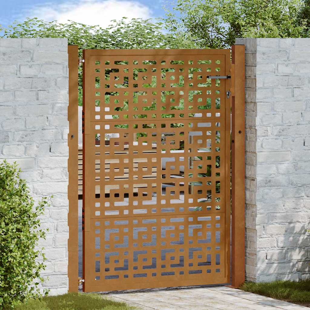 Vidaxl poort met kruisontwerp 100x125 cm weervast staal