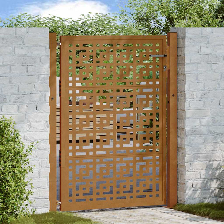 Vidaxl poort met kruisontwerp 100x125 cm weervast staal
