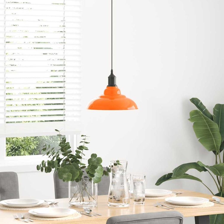 Vidaxl hanglamp in hoogte verstelbaar e27 ø31cm metaal glanzend oranje