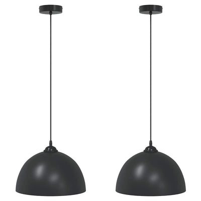 Vidaxl hanglampen 2 st in hoogte verstelbaar e27 30 cm metaal zwart