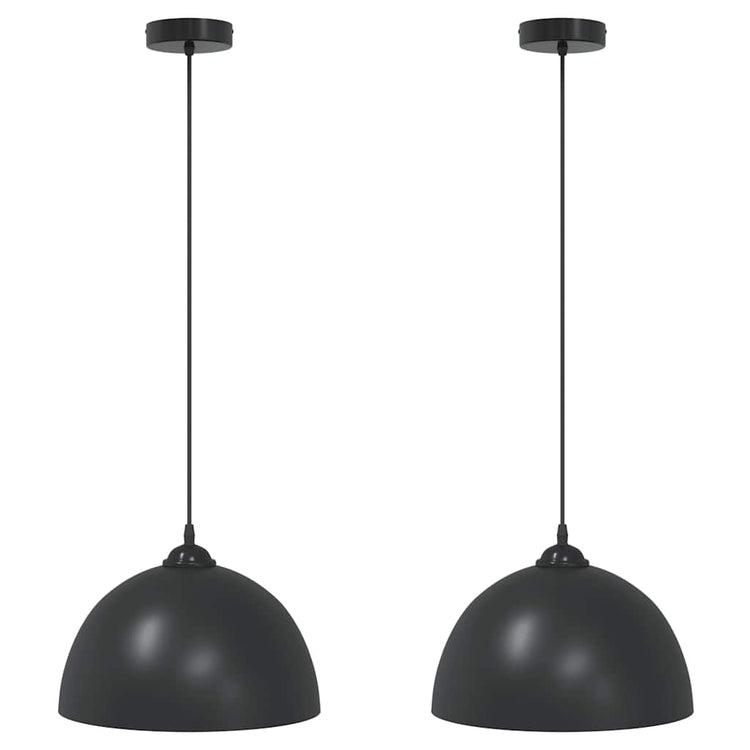 Vidaxl hanglampen 2 st in hoogte verstelbaar e27 30 cm metaal zwart