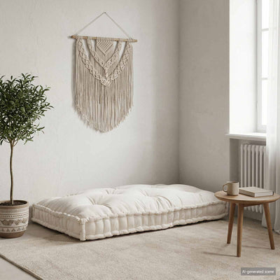 Vidaxl pallet sofa kussen crèmekleurig 120 x 80 x 12 cm stof