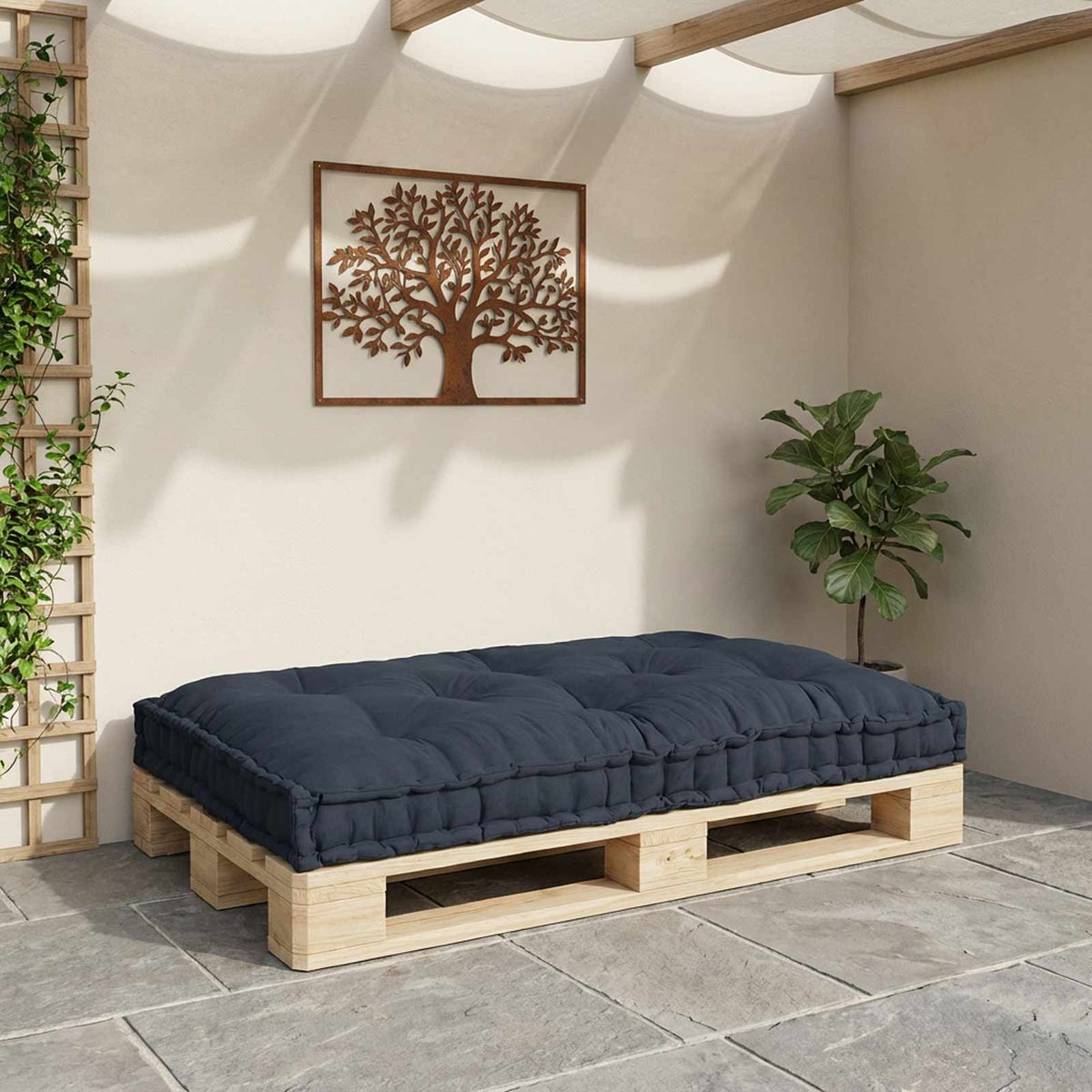 Vidaxl pallet sofa kussen antracietkleurig 120 x 80 x 12 cm stof