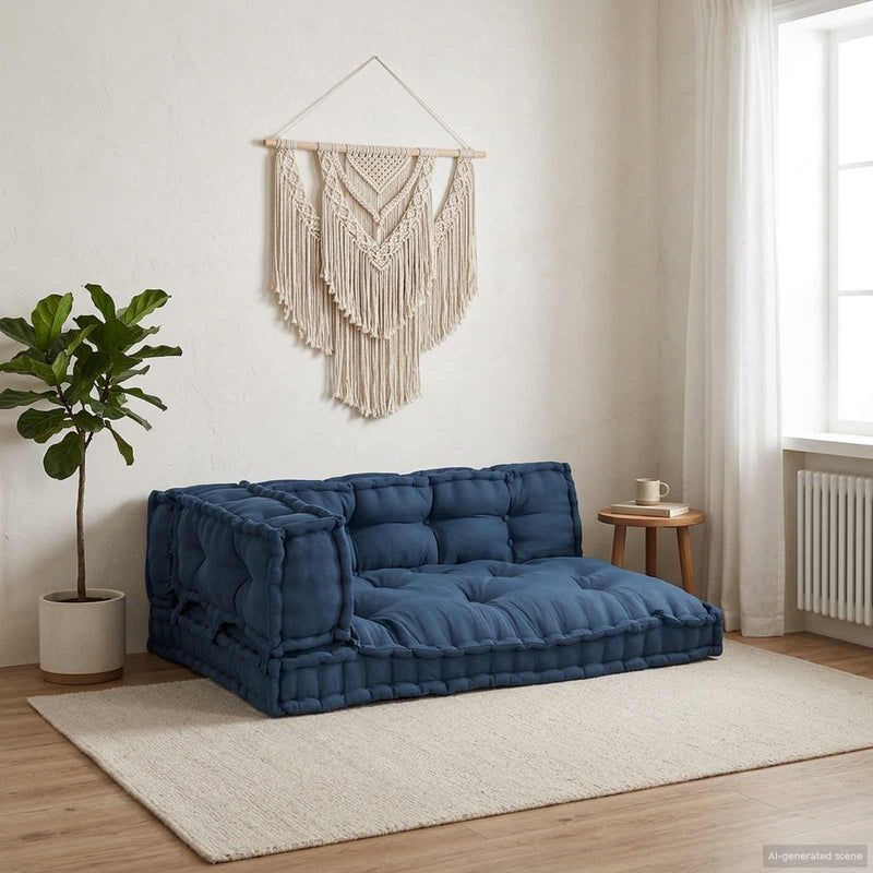 Vidaxl pallet sofa kussen 3 st stof indigo 120 x 80 x 38 cm