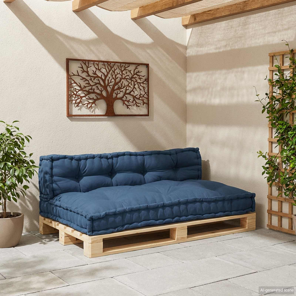 Vidaxl pallet sofa kussen 2 st stof indigo 120 x 80 x 38 cm