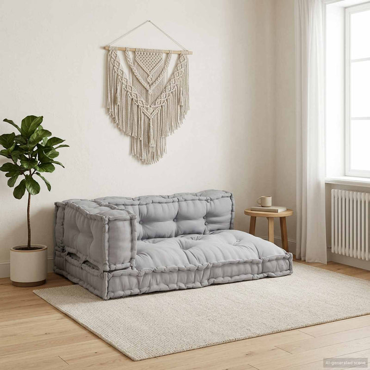 Vidaxl pallet sofa kussen 3 st stof grijs 120 x 80 x 38 cm