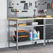 Vidaxl werktafel met plank grijs en beige 100 x 55 x 85 cm staal - afbeelding 1