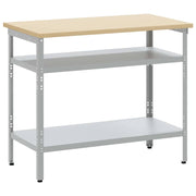 Vidaxl werktafel met plank grijs en beige 100 x 55 x 85 cm staal - afbeelding 2