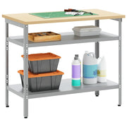 Vidaxl werktafel met plank grijs en beige 100 x 55 x 85 cm staal - afbeelding 3