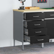 Vidaxl werkbank met lade met opslag zwart en grijs 50 x 55 x 85 cm - afbeelding 1