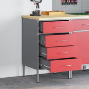 Vidaxl werkbank rood en grijs 50 x 55 x 85 cm engineered hout en staal - afbeelding 1